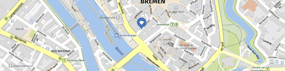 Lageplan Bremer Innenstadt, Weg zur Burnoutberatung Bremen